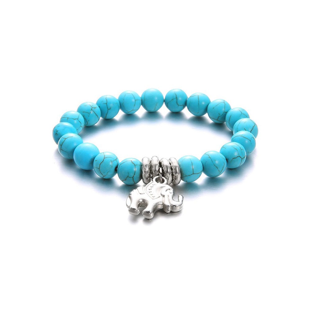 Women's Anklet Chain Turquoise Metal Elephant Decoration Chain- Sky Blue