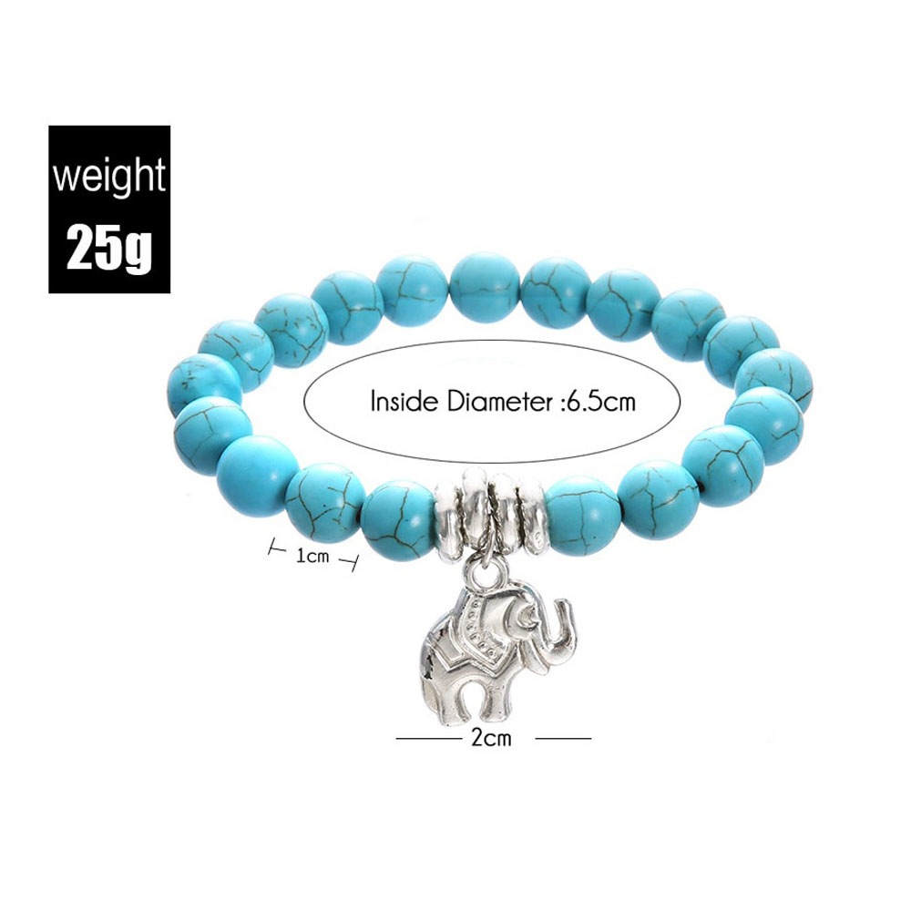 Women's Anklet Chain Turquoise Metal Elephant Decoration Chain- Sky Blue