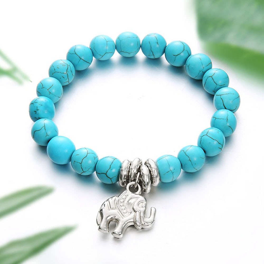 Women's Anklet Chain Turquoise Metal Elephant Decoration Chain- Sky Blue