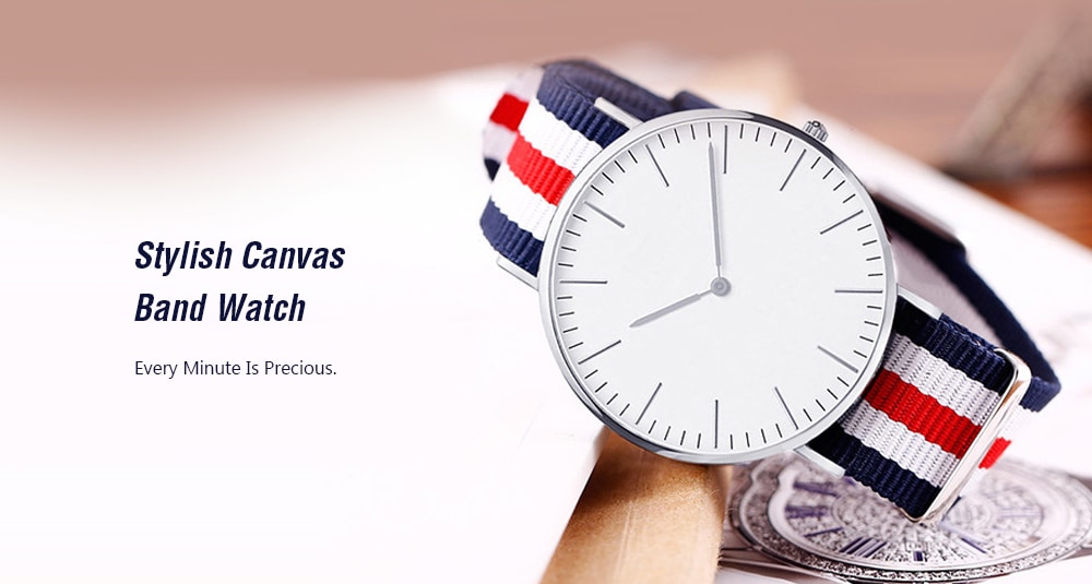 Simple Canvas Strap Fashion Watch- Silver style14