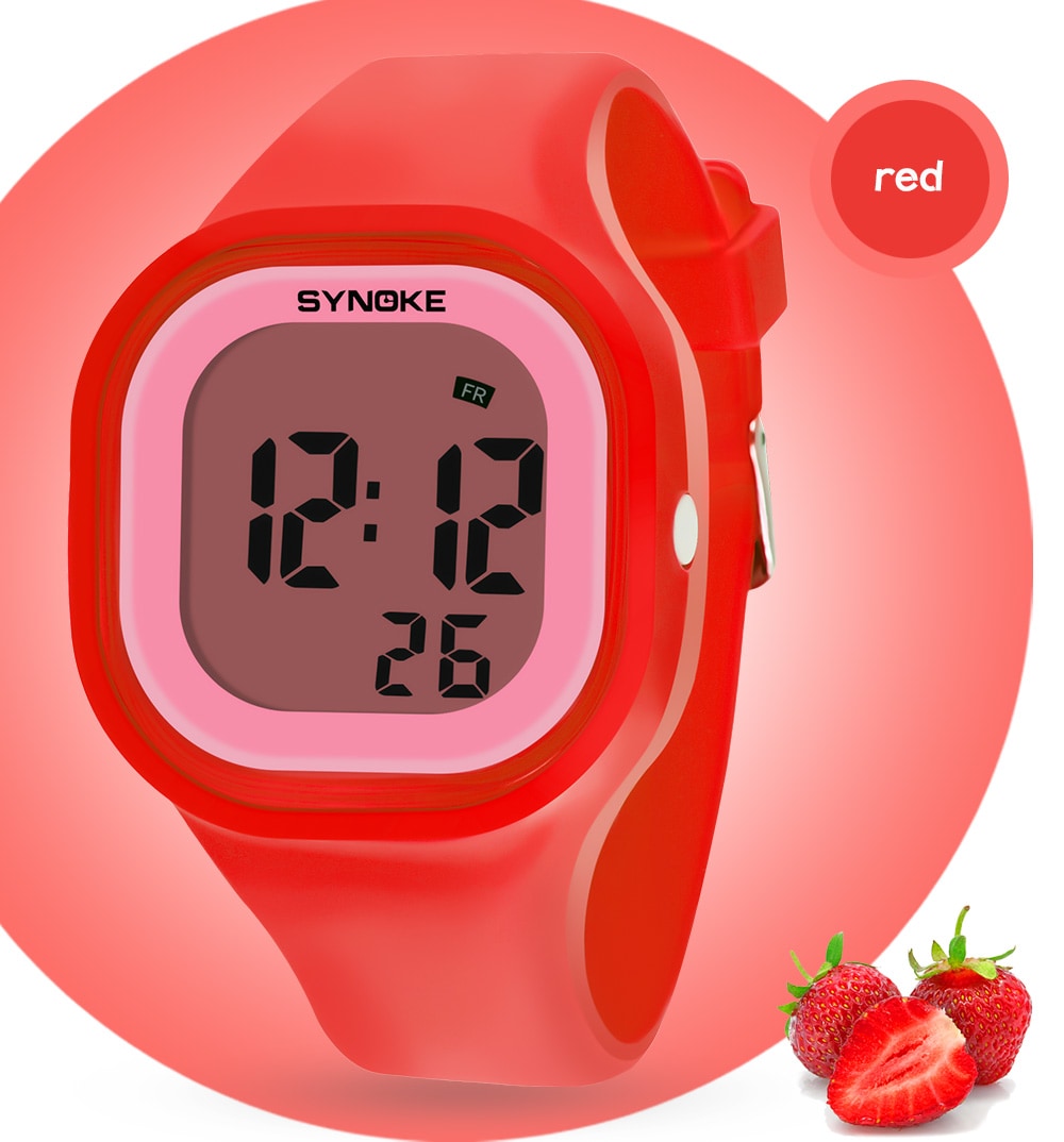 SYNOKE 66896 Waterproof Silicone Band Couple Electronic Watch- Pink