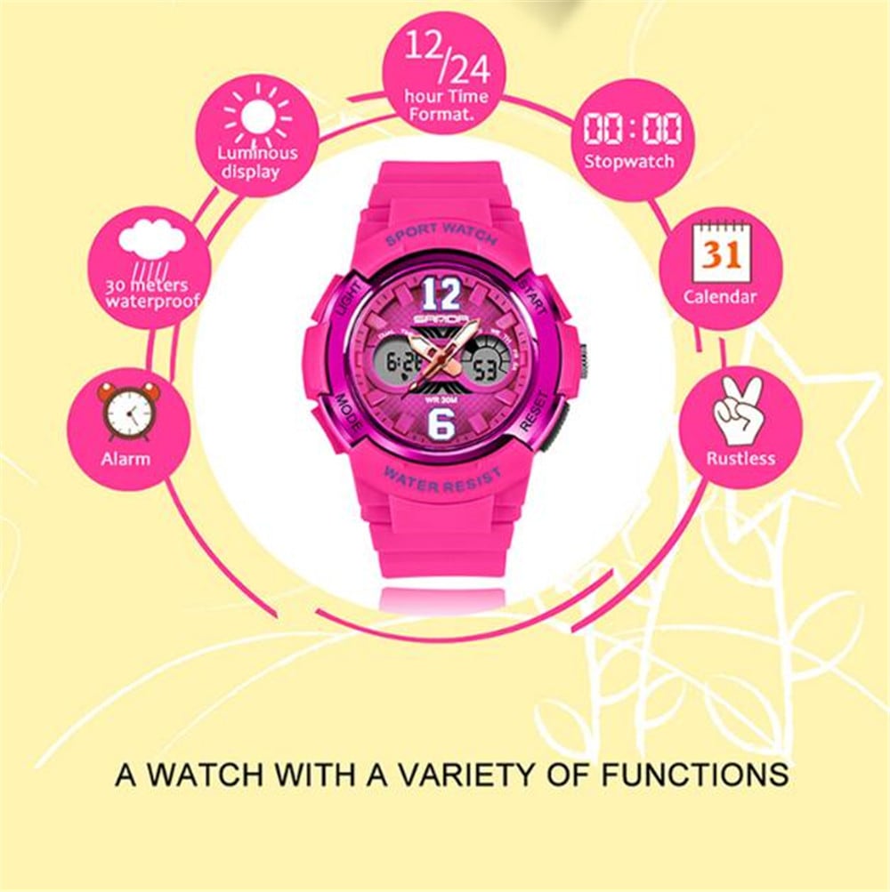 SANDA Multi-Function Children Cartoon Noctilucent Waterproof Digital Watches- Multi-G