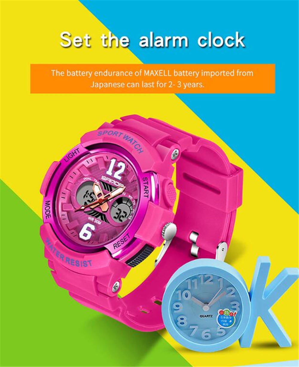 SANDA Multi-Function Children Cartoon Noctilucent Waterproof Digital Watches- Multi-G