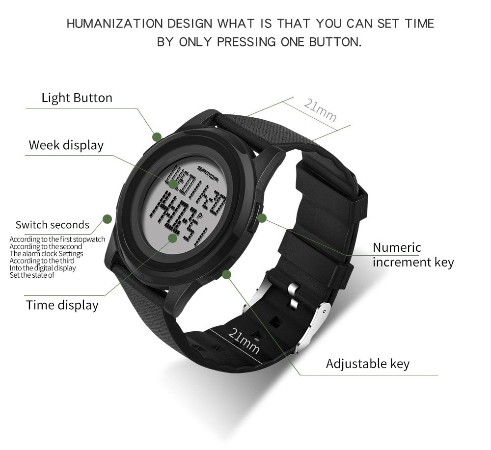 Sanda Fashion Lovers LED Movement Waterproof Digital Watches- Multi-A