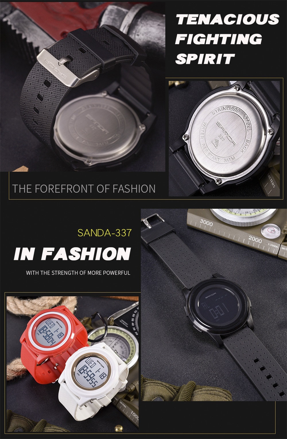 Sanda Fashion Lovers LED Movement Waterproof Digital Watches- Multi-A