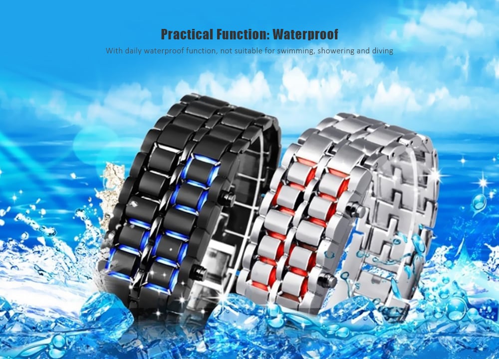 Stylish LED Lava Chain Bracelet Retro Electronic Watch- Silver Blue Light