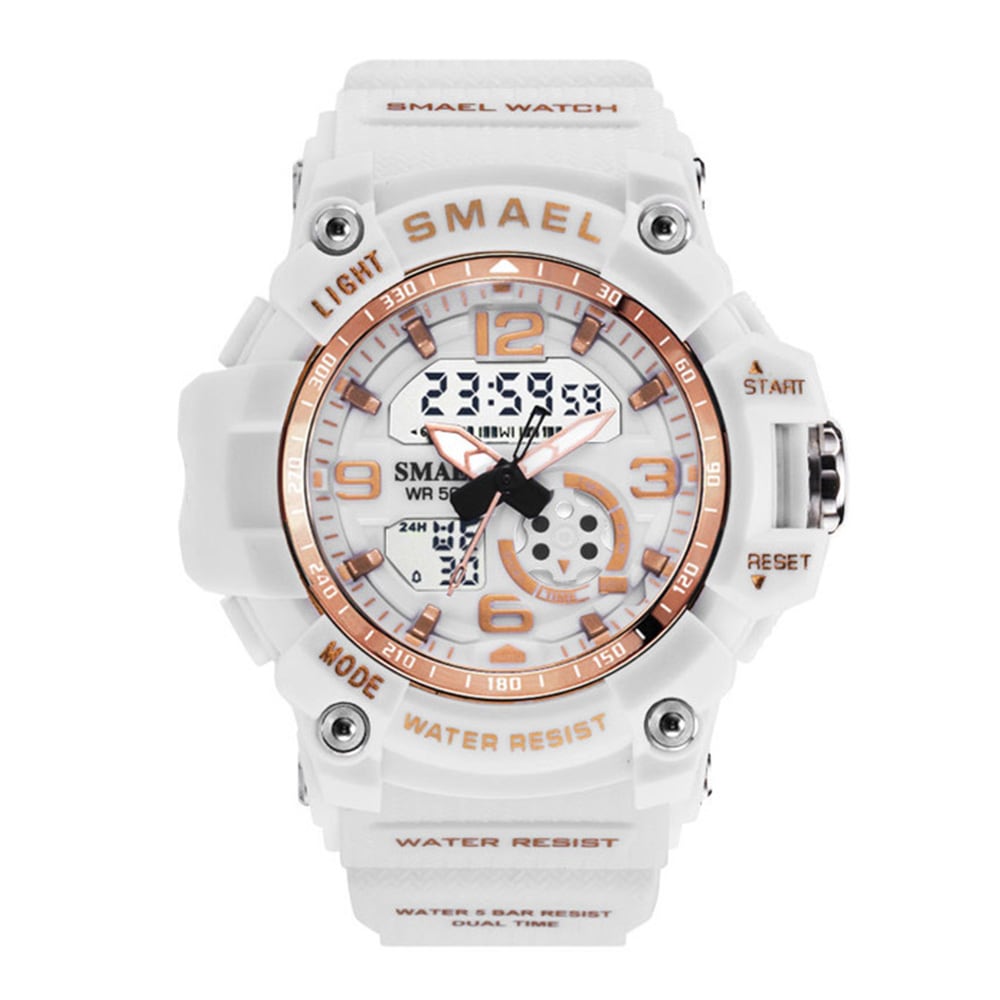 Smael Fashion Creative Large Dial Water Resistant Analog-Digital Sport Watch- Light Khaki