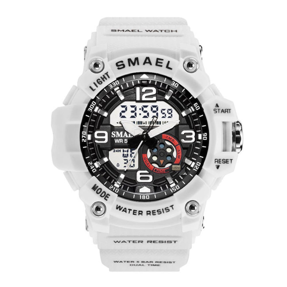 Smael Fashion Creative Large Dial Water Resistant Analog-Digital Sport Watch- Light Khaki