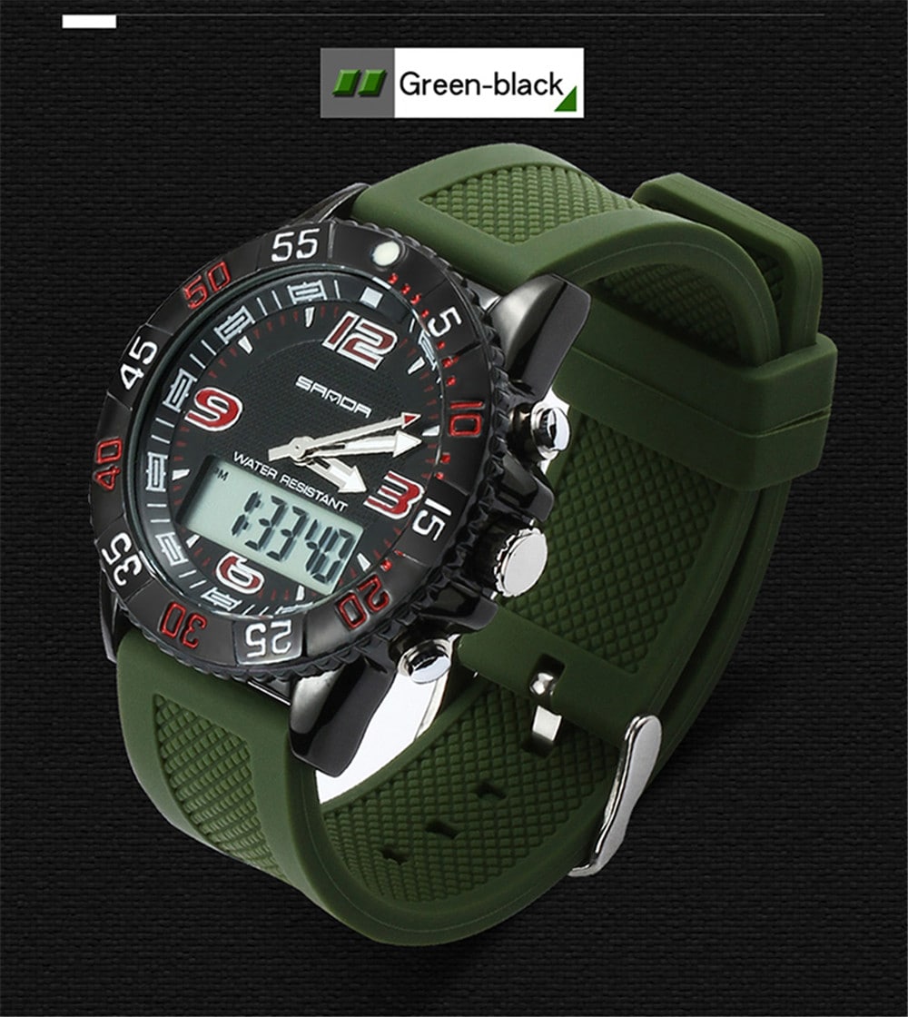 SANDA Sport Watch Men Military Waterproof Luxury Electronic Led Digital Watches- Multi-B