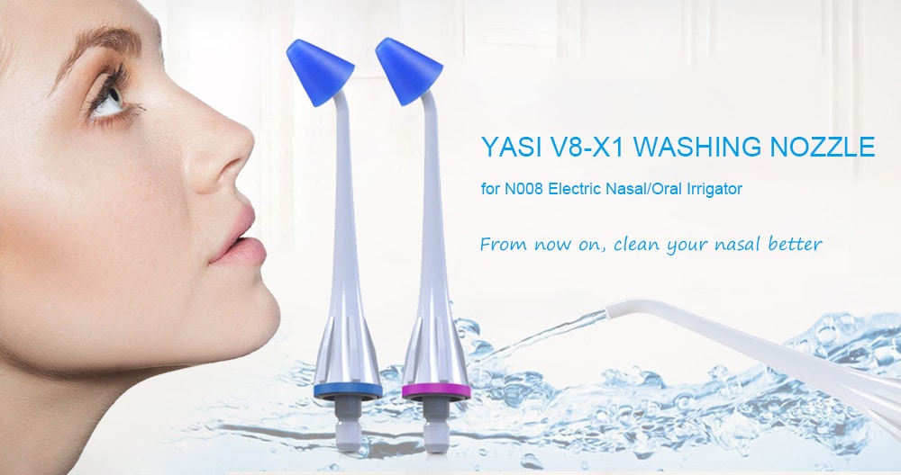 Original YASI V8 - X1 Washing Nozzle for N008 Electric Nasal Oral Irrigator- Silk Blue