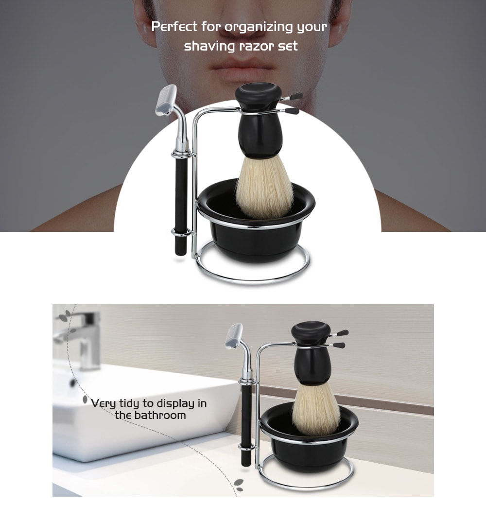 Men Shaving Badger Hair Brush Stand Holder Bowl Razor Facial Cleaning Accessories- 02#