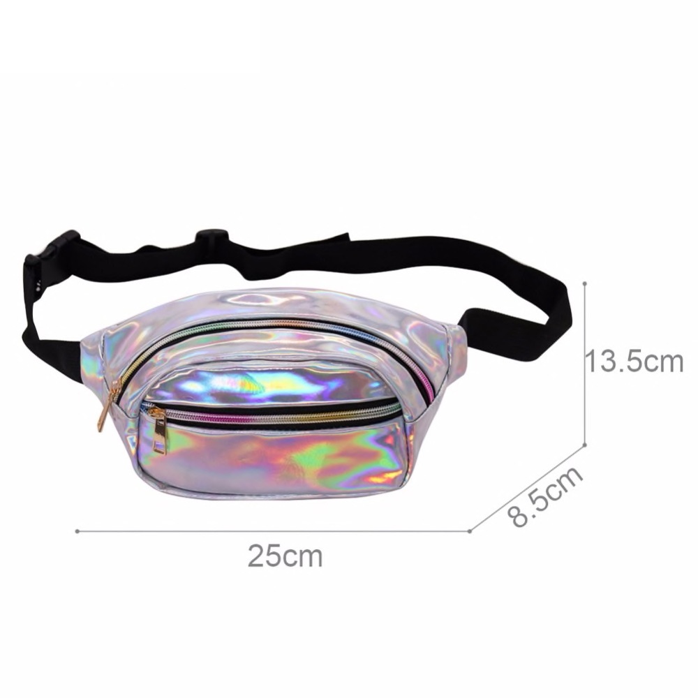 LOUIS JASON Travel Beach Shiny Raves Hip Fashion Hologram PVC Travel Waist Bags- Hot Pink