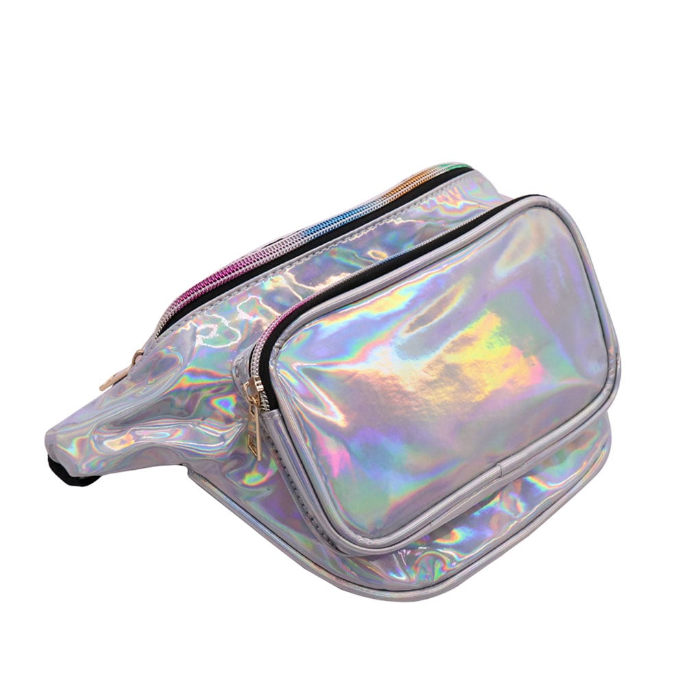 LOUIS JASON Travel Beach Shiny Raves Hip Fashion Hologram PVC Travel Waist Bags- Hot Pink