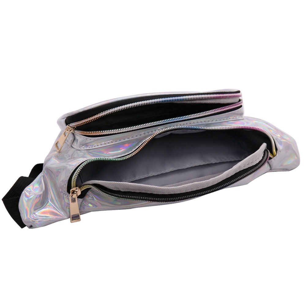 LOUIS JASON Travel Beach Shiny Raves Hip Fashion Hologram PVC Travel Waist Bags- Hot Pink