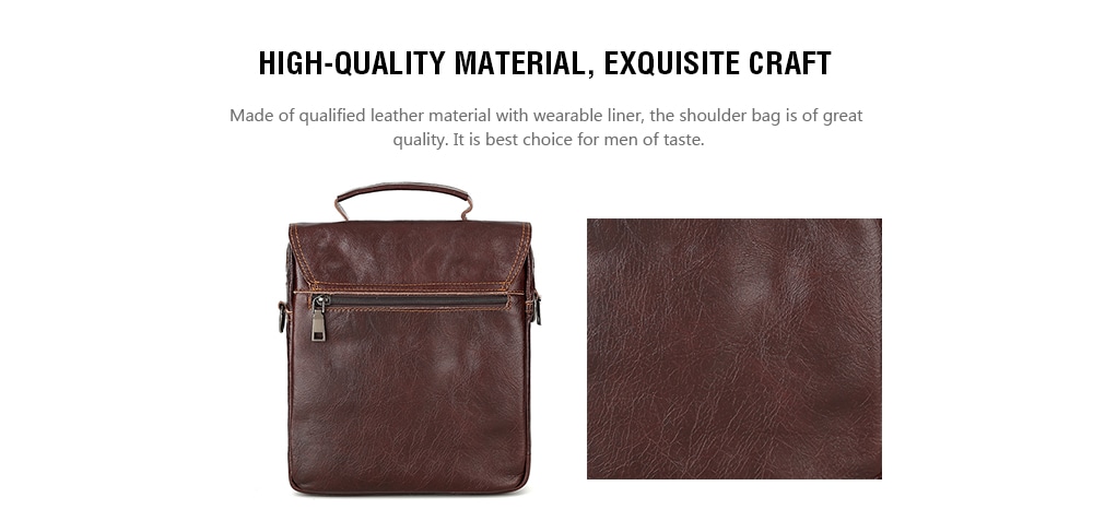 Brand Men's Handbags Vintage Genuine Leather Shoulder Bags High Quality Briefcase For Men Business Tote ipad New Crossbo- Deep Coffee