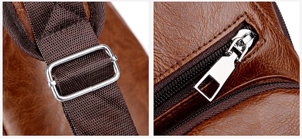 USB Charging Chest Bag Casual Fashion - Camel brown