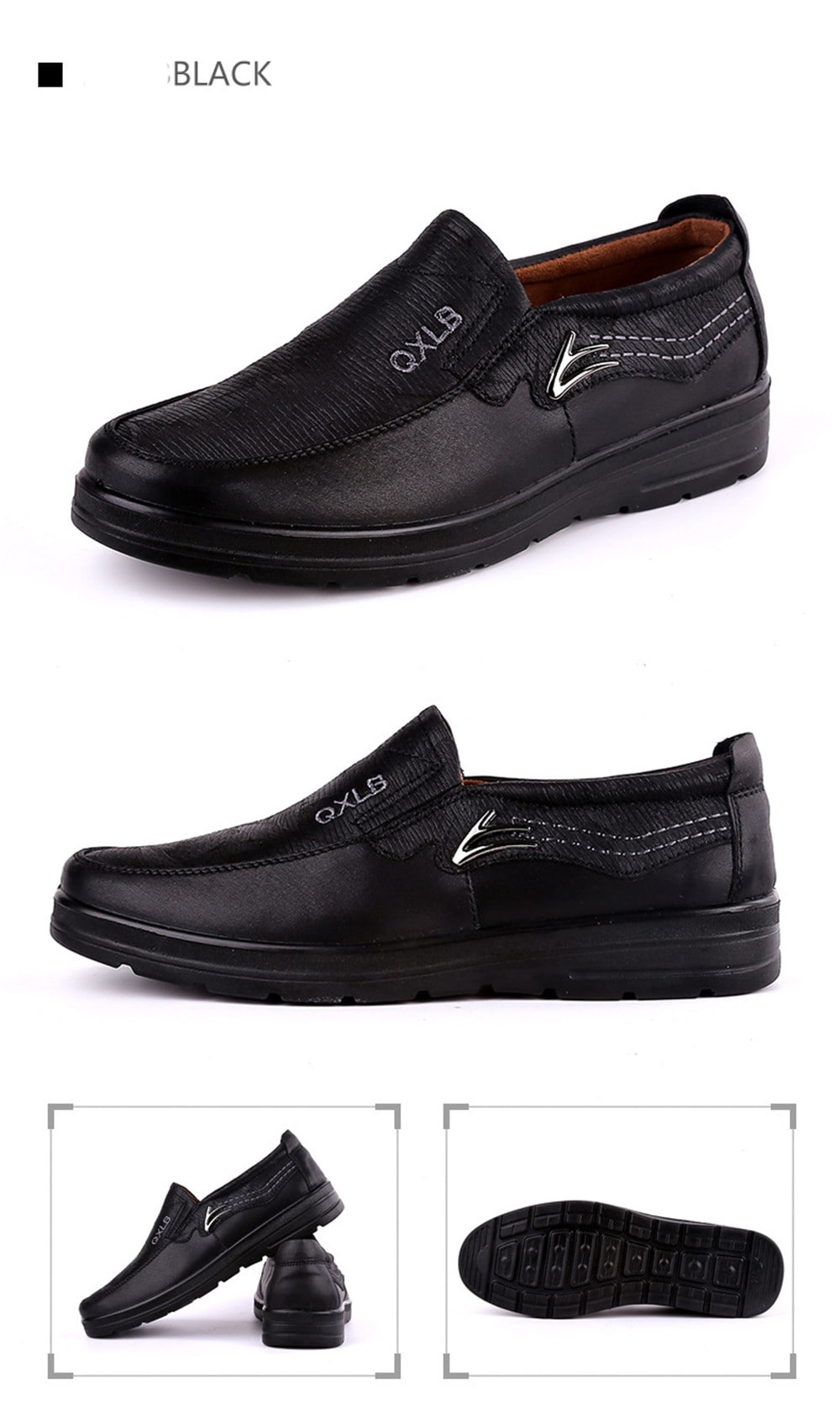 Fashion Casual Soft Breathable Men Business Breathable Driving Flat Oxford Shoes- Black EU 42