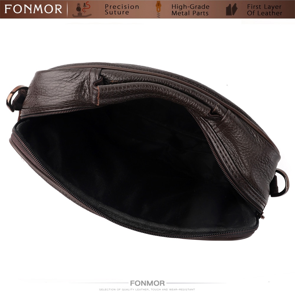 Fonmor Big Tote Bag for Men Business Causal Genuine Leather Briefcase Travel- Black