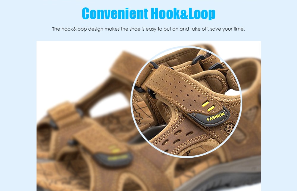 Men Fashion Round Toe Breathable Outdoor Beach Casual Sandals- Light Brown 45