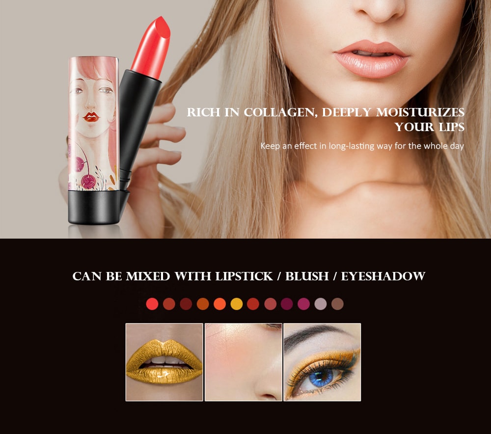 huamianli Glossy Lasting Moisturizing Makeup Shimmer Pearl Lipstick Lip Balm- #02