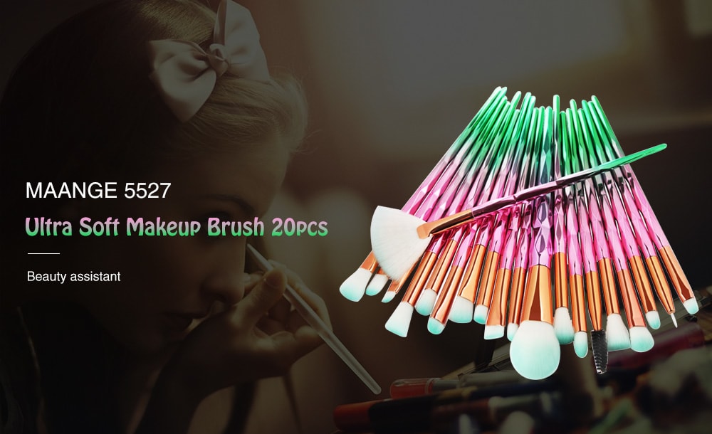 MAANGE 5527 Ultra Soft Synthetic Fiber Hair Makeup Brush 20pcs- Celeste