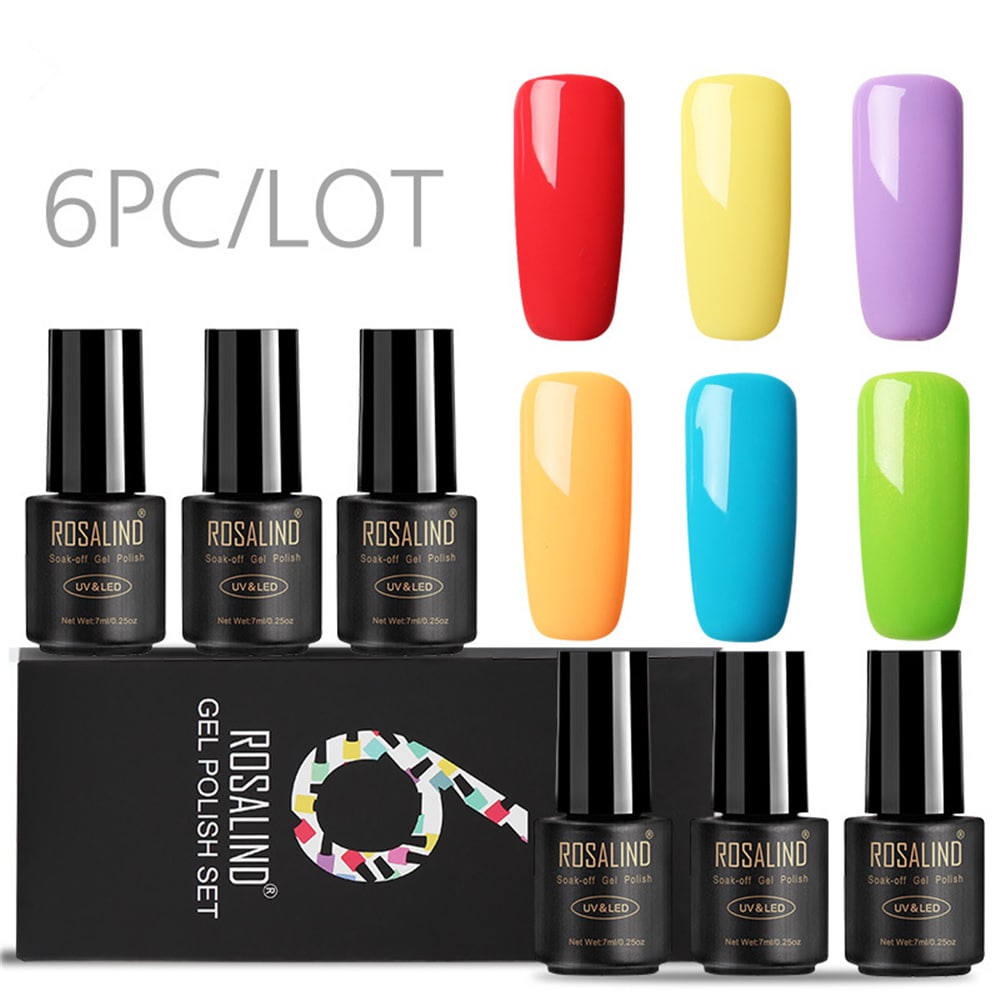 6PCS/LOT 7ML Nail Gel Polish Vernis Semi Permanent Pure Colors  Lacquer- #001