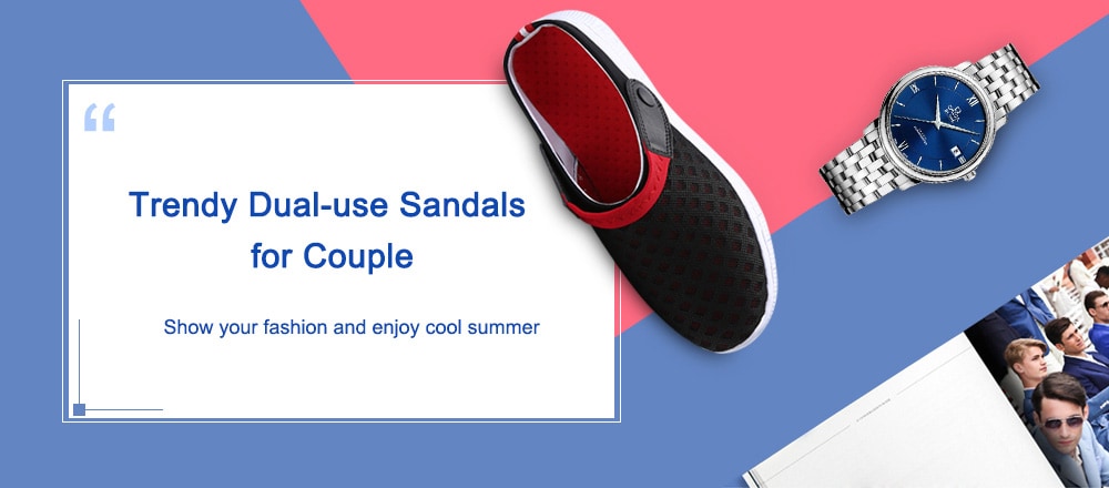 Trendy Summer Breathable Dual-use Anti-slip Slippers Sandals for Couple- Deep Sky Blue 46