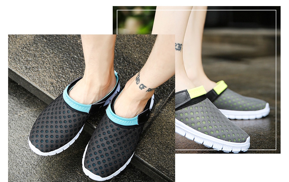 Trendy Summer Breathable Dual-use Anti-slip Slippers Sandals for Couple- Deep Sky Blue 46