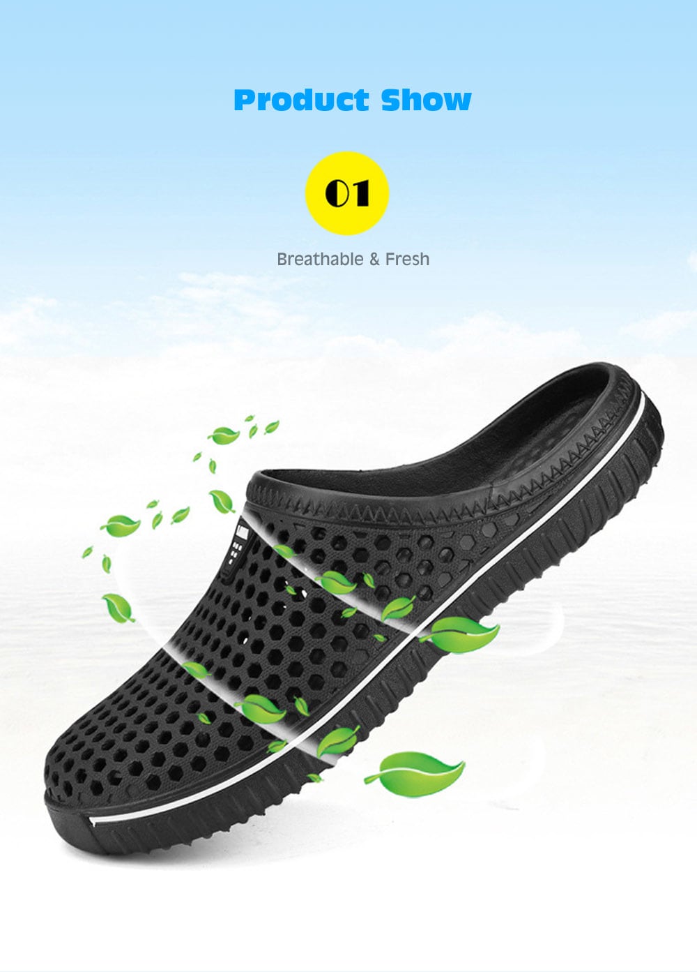 Men Honeycomb Environmental Beach Slippers Summer Shoes- Green 42