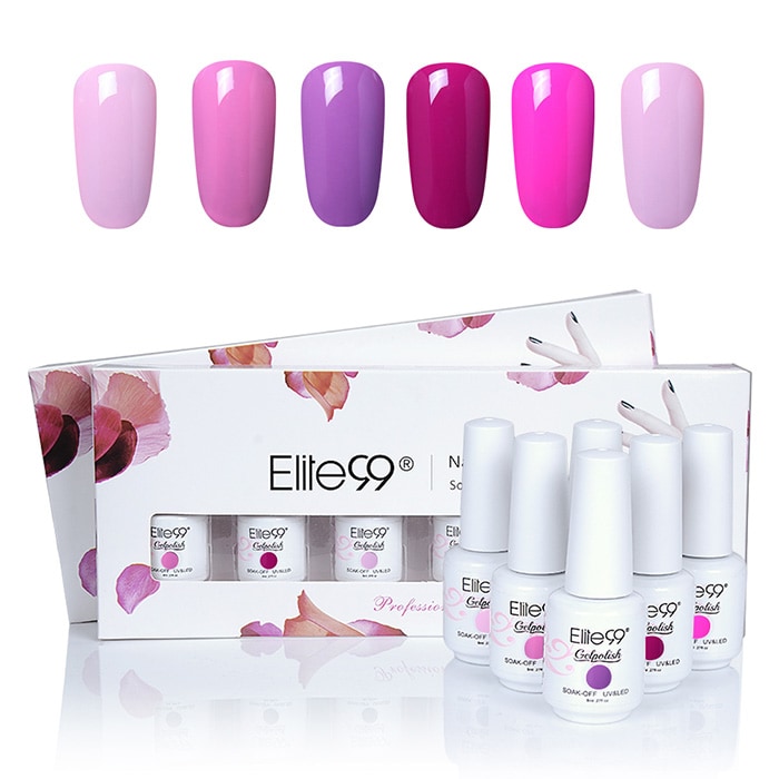 6 Colors UV LED Soak Off Elite99 Gel Polish Nail Art Set- #01