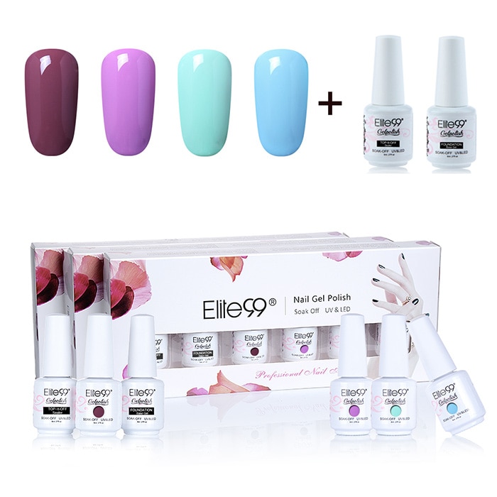 6Pcs UV LED Soak Off Elite99 Gel Polish Lacquer Nail Set- #01