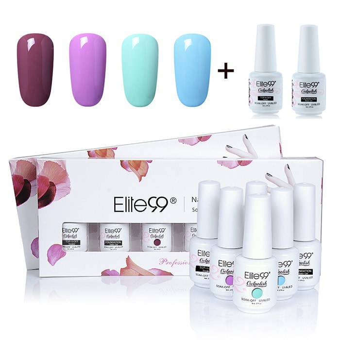 6Pcs UV LED Soak Off Elite99 Gel Polish Lacquer Nail Set- #01