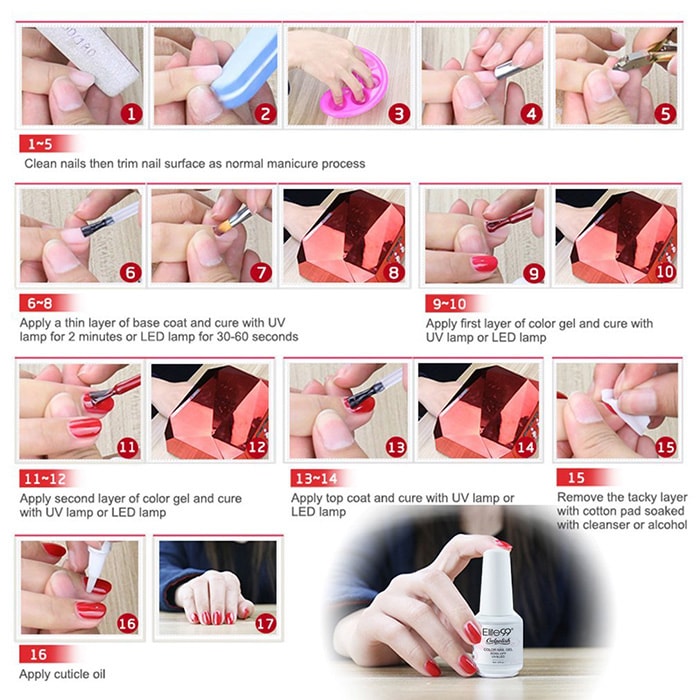 6Pcs UV LED Soak Off Elite99 Gel Polish Lacquer Nail Set- #01