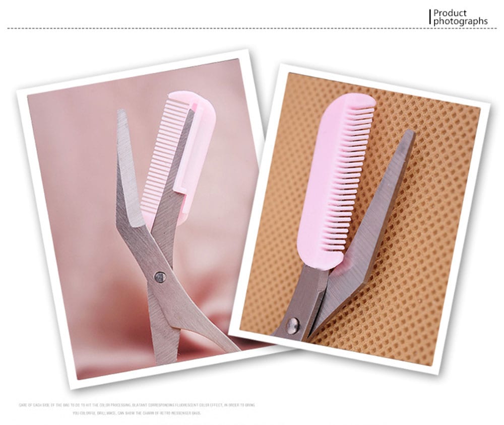 Mini Brow Class Eyebrow Trimmer Groomer with Comb Cutting Scissor for Women- Light Pink