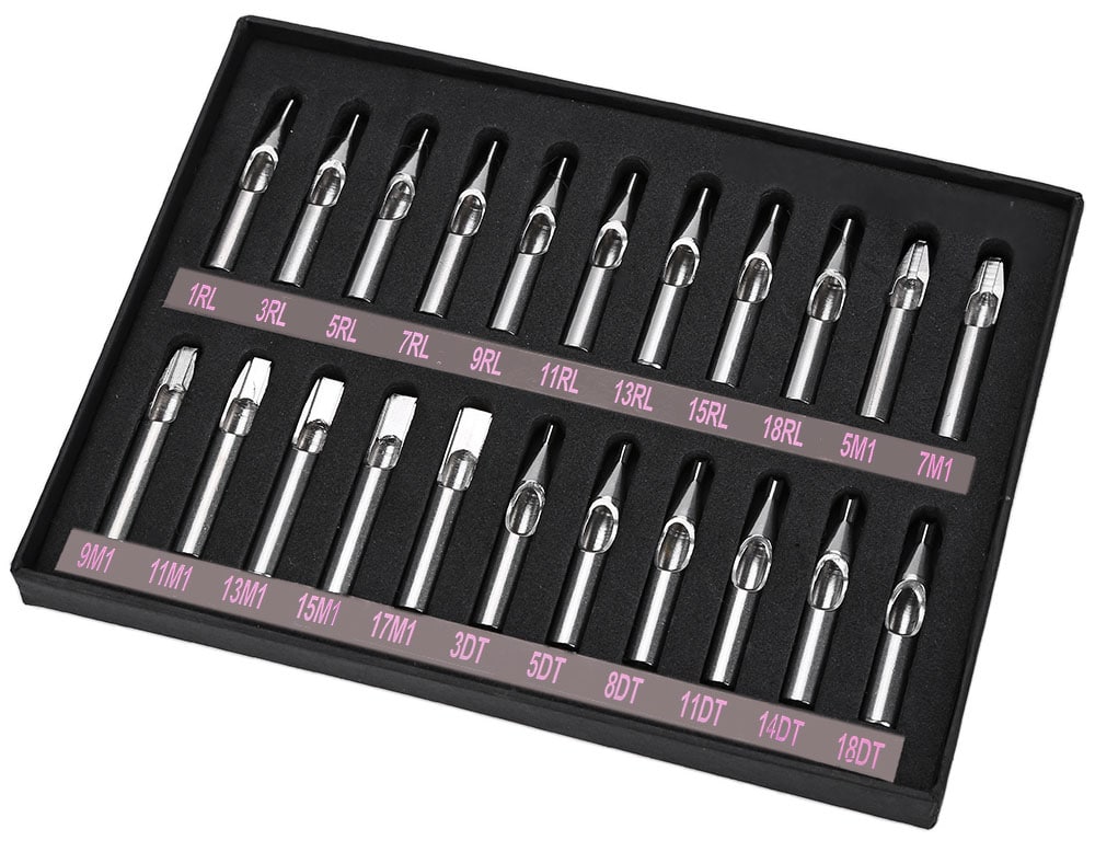 22pcs 304 Stainless Steel Tattoo Tip Kit Gun Machine Nozzle Set- Silver