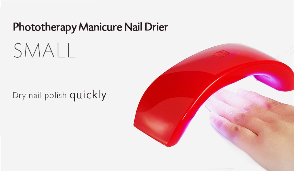 Mini Portable Phototherapy Manicure Nail Drier USB LED Lamp 12W- Red