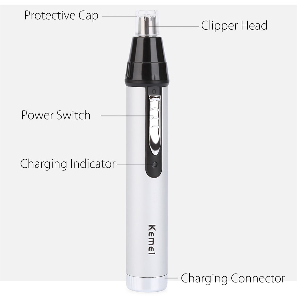 KM - 6652 Multifunctional Rechargeable Nose Hair Trimmer- White and Black EU Plug