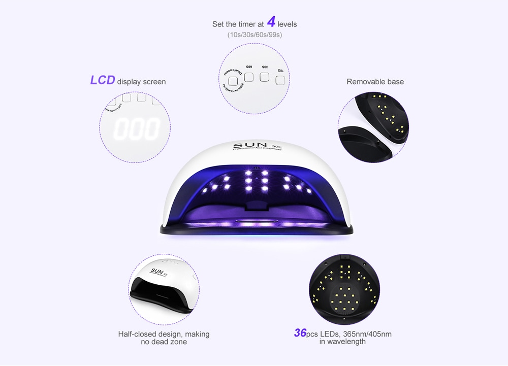 SUN X5 Ultraviolet LEDs Lamp for Gel Nail Polish - White AU Plug