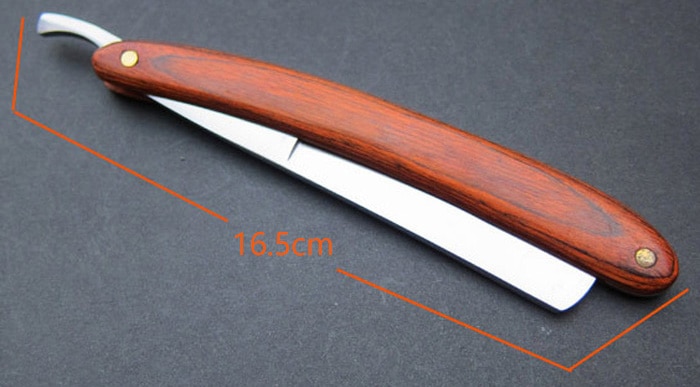 Old Stainless Steel Straight Edge Barber Razor Wooden Handle Eyebrow Trimmer- White and Brown