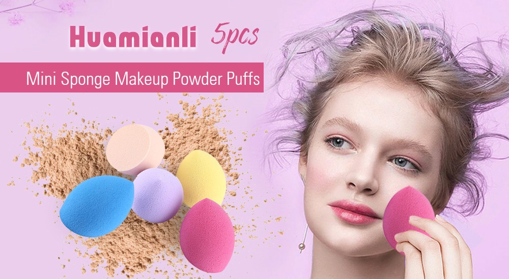 Huamianli 5pcs Foundation Smooth Blender Mixing Sponge Makeup Cosmetics Puff- Colormix