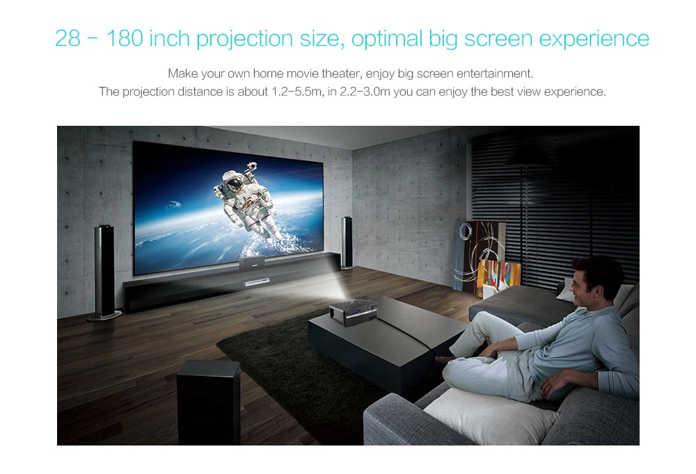 Alfawise A80 2800 Lumens BD1280 Smart Projector Basic Version - Black