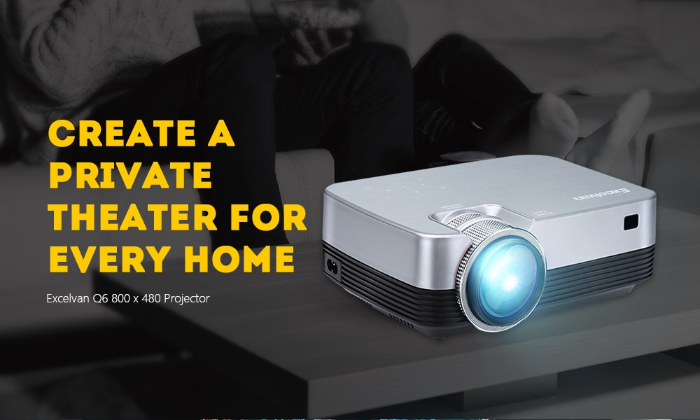 Excelvan Q6 Projector 800*480- Silver EU Plug