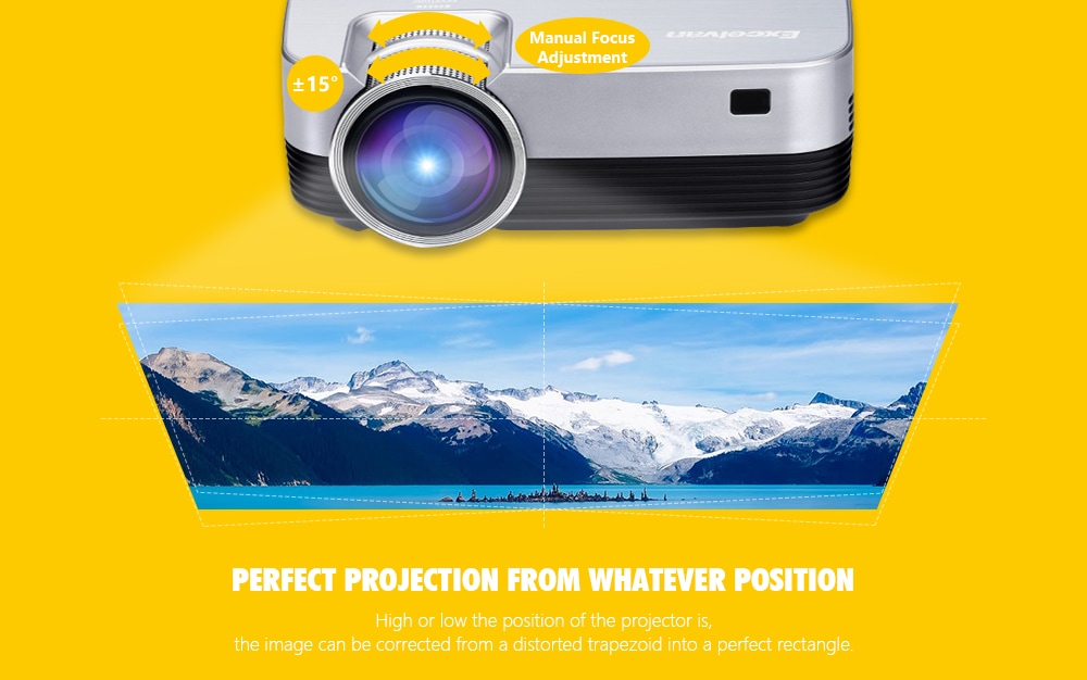 Excelvan Q6 Projector 800*480- Silver EU Plug