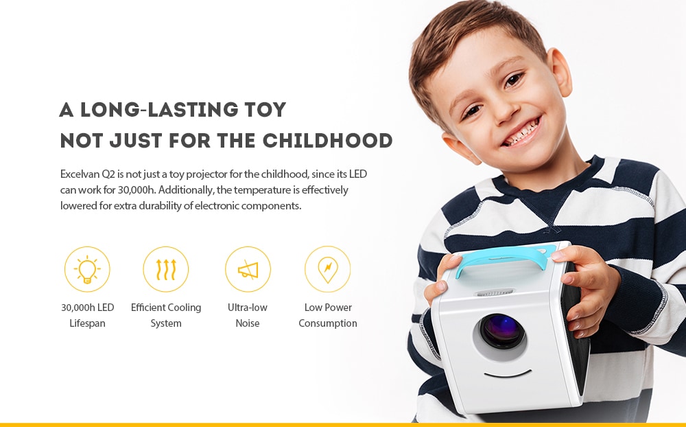 Excelvan Q2 Children's Toy Projector- Yellow UK Plug