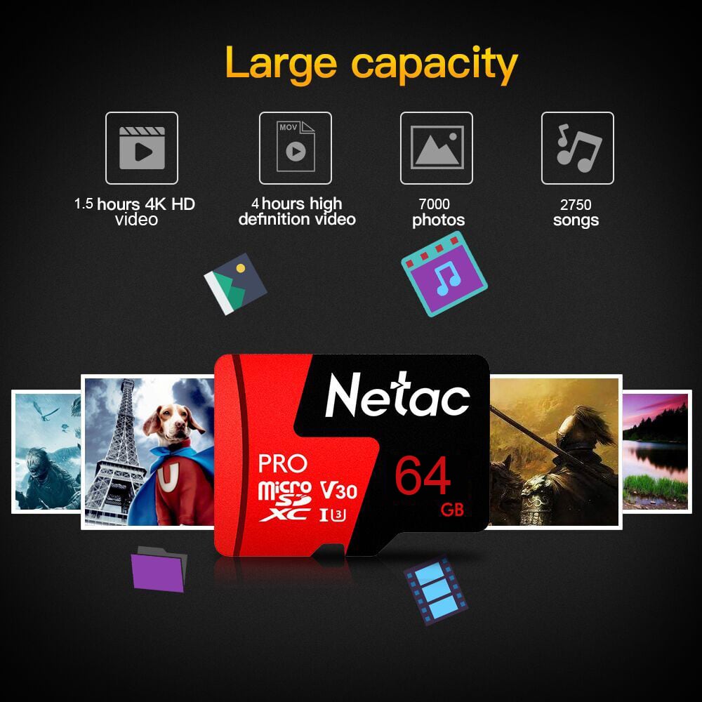 Netac P500 PRO TF Card 98MB/s 30MB/s 64GB- Ferrari Red 64G