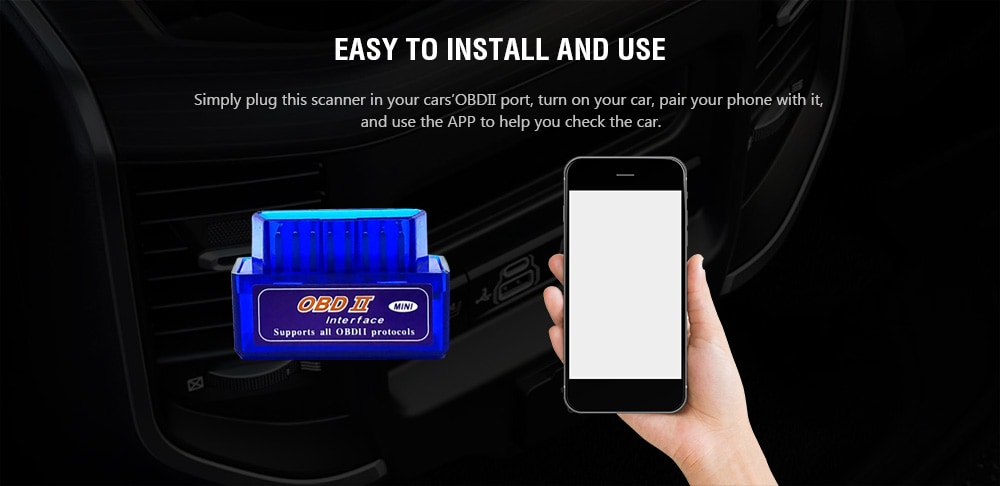 C01 Bluetooth OBD2 OBDII Car Diagnostic Scanner Scan Tool Code Reader- Cobalt Blue