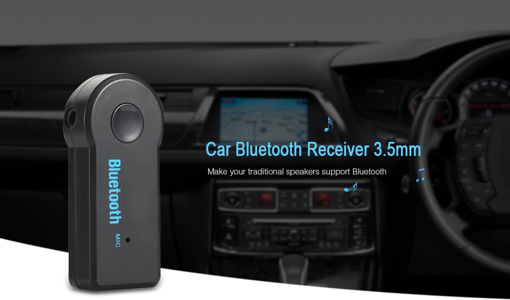 Car Bluetooth Receiver 3.5 mm Aux Audio Bluetooth Adaptor- Black