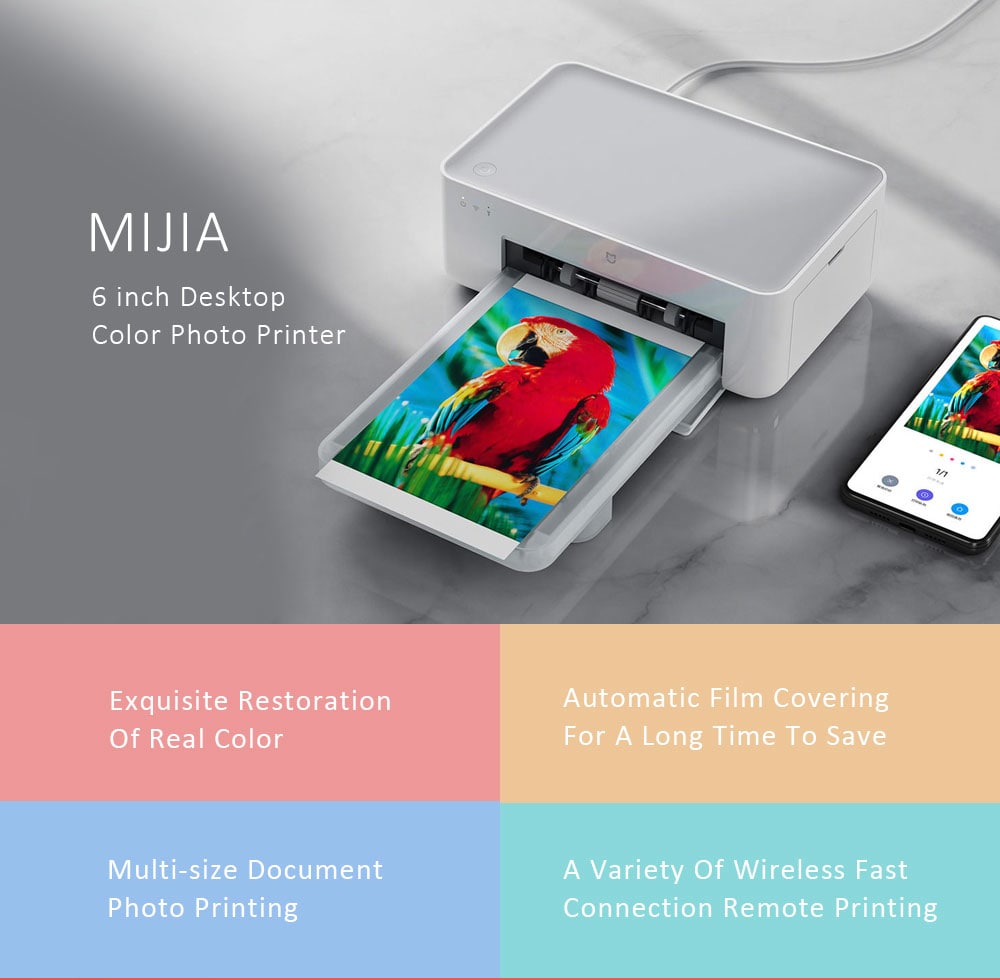 Mijia 6 inch Desktop Color Photo Printer ( Resolution 300 × 300dpi )- White