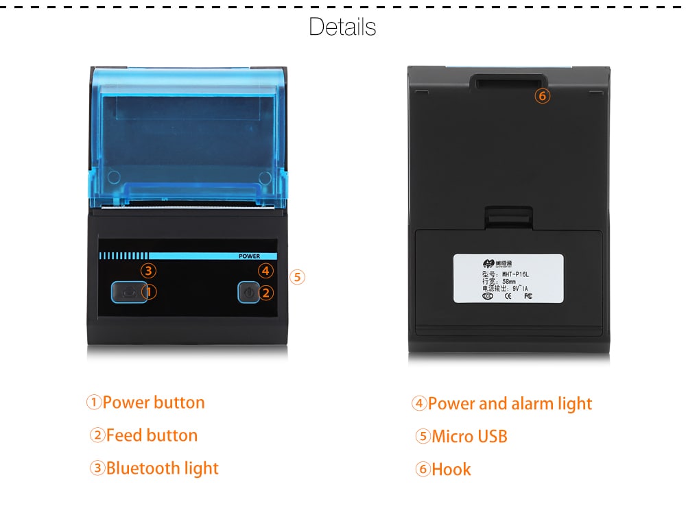 Intelligent Bluetooth Sticker QR Code Printing Machine- Black Chinese Plug