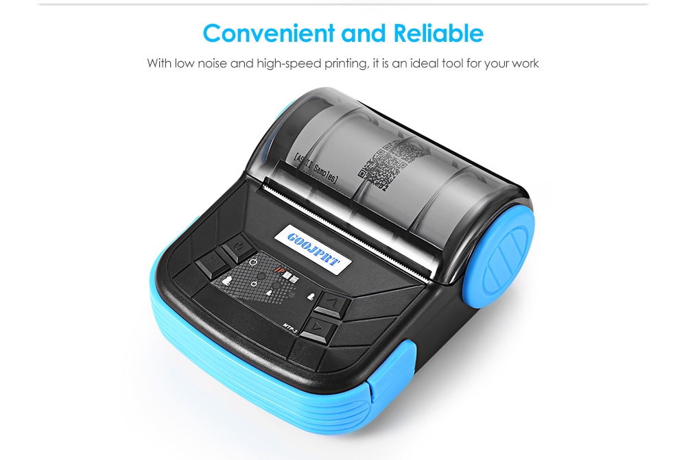 GOOJPRT MTP - 3 Portable 80mm Bluetooth 2.0 Android Thermal POS Printer- Blue EU Plug